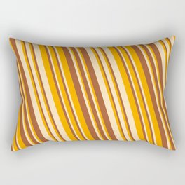[ Thumbnail: Orange, Beige & Sienna Colored Striped/Lined Pattern Rectangular Pillow ]
