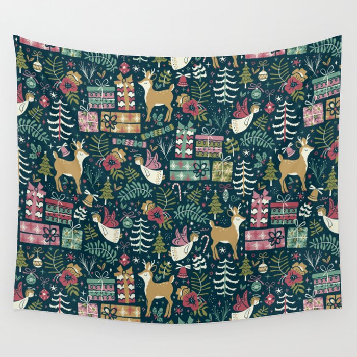 Christmas Joy Wall Tapestry by Anna Deegan  Society6