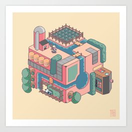Farm Cube! Art Print | Pixel, Animalcrossing, Cow, Curated, Pastel, Digital, Cube, Graphicdesign, 8Bit, Pixelart 