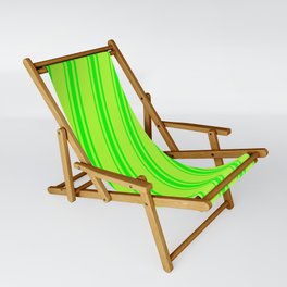[ Thumbnail: Light Green and Lime Colored Striped Pattern Sling Chair ]