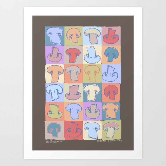Mushroom Slices in Multi Colors Art Print