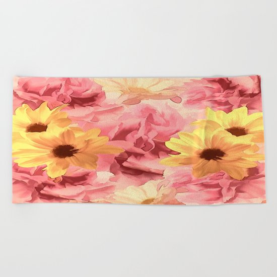 Summer Day Floral Beach Towel