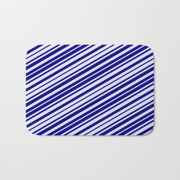 Blue and Lavender Colored Lines/Stripes Pattern Bath Mat