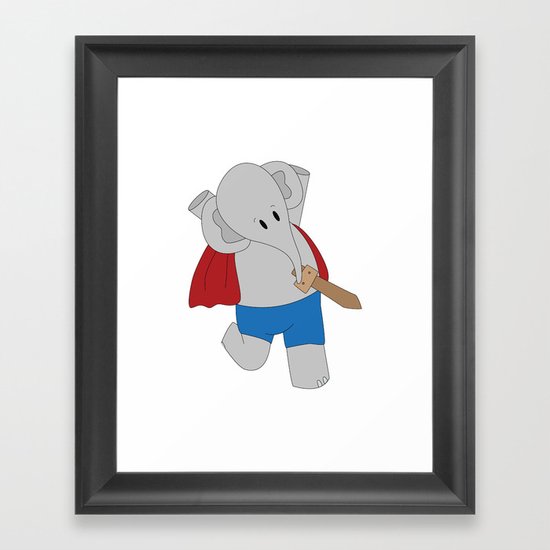 Elphie and dad on an epic adventure Framed Art Print