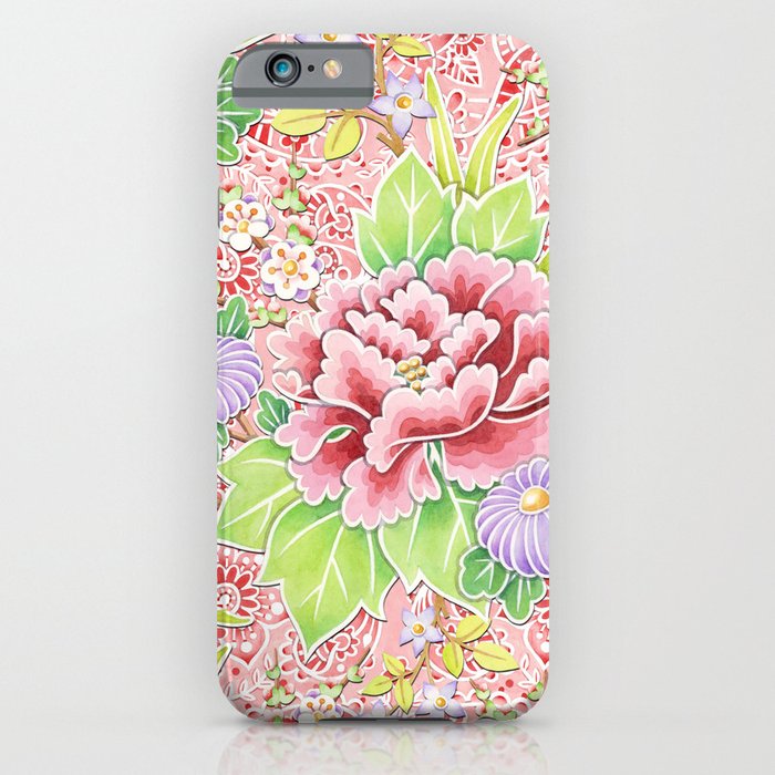 Pink Paisley Kimono Bouquet iPhone Case