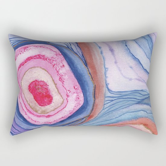 AGATE Inspired Watercolor Abstract 04 Rectangular Pillow