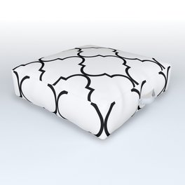 Quatrefoil - black on white Outdoor Floor Cushion