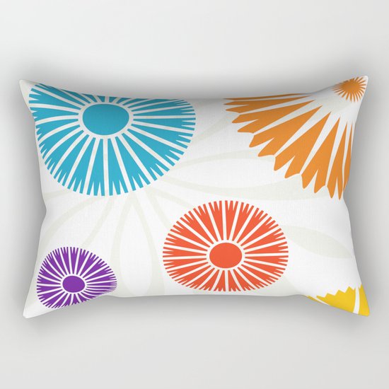 Spring Retro Flowers Rectangular Pillow