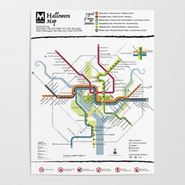 Spooky DC Metro Map Poster