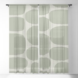 Modernist Spots 250 Green and Beige Sheer Curtain