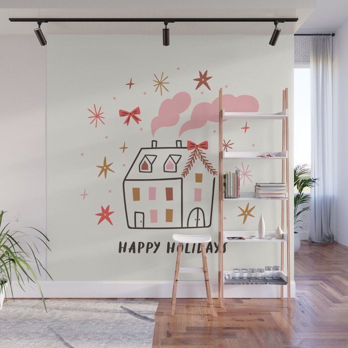 Happy Holidays print design Wall Mural