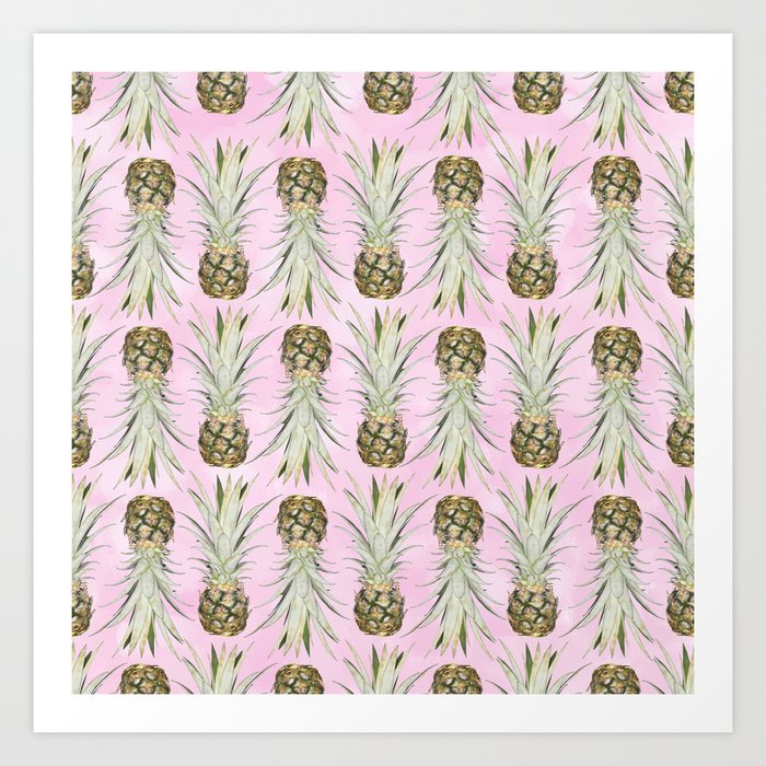Pineapple Jungle - Pink Art Print
