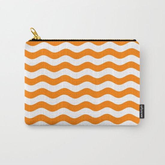 Wavy Stripes (Orange/White) Carry-All Pouch