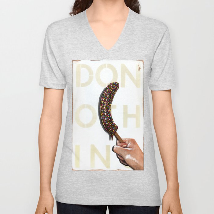 DO NOTHING Frozen Banana with sprinkles   V Neck T Shirt