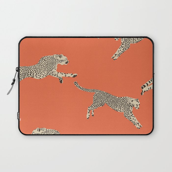 Leaping Cheetahs Tangerine Laptop Sleeve