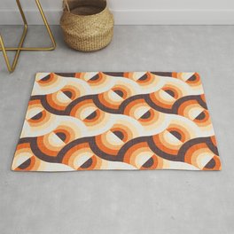 Here comes the sun // brown and orange gradient 70s inspirational groovy geometric suns Area & Throw Rug