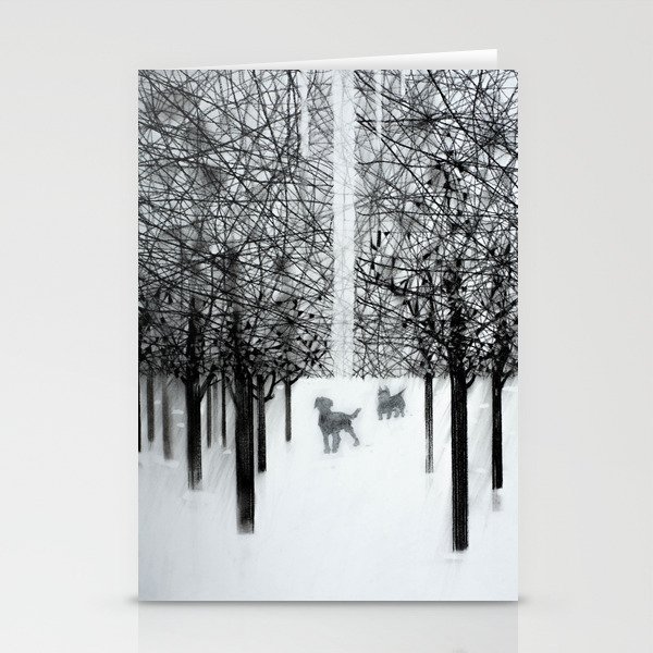 Walking dogs Stationery Cards