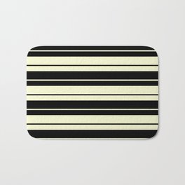 [ Thumbnail: Black and Light Yellow Colored Stripes Pattern Bath Mat ]