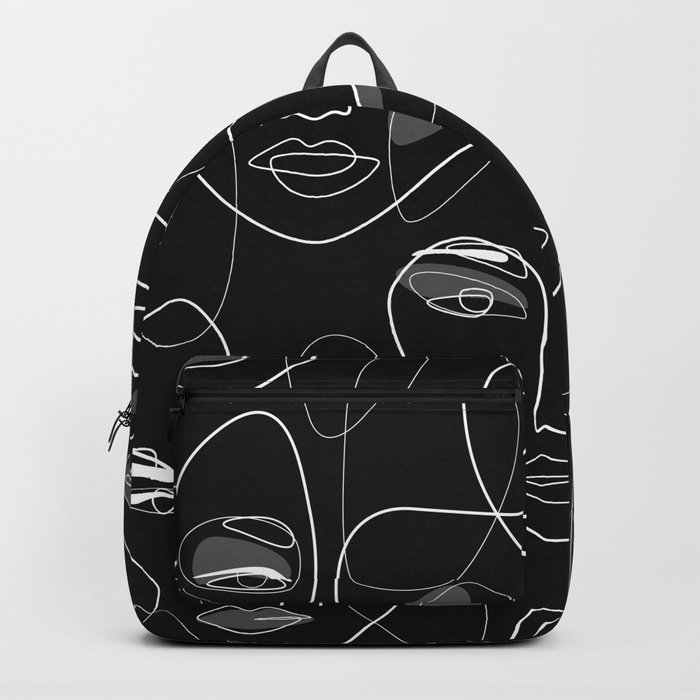 Girls in Dark / black background face pattern in lines Backpack