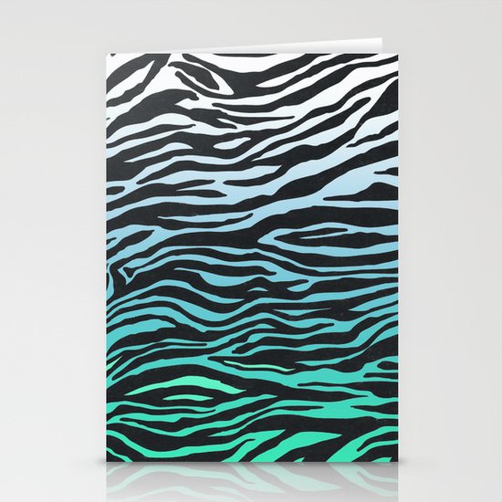 TEAL ZEBRA FADE Stationery Cards