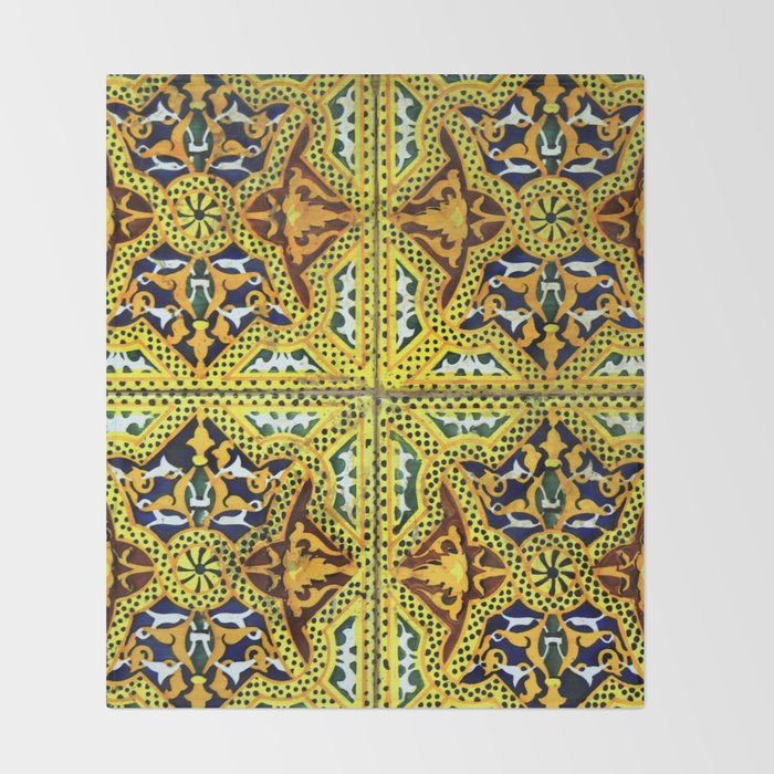 Arabic Tiles Throw Blanket By Cesaref Society6 Arabic Tiles Throw Blanket
