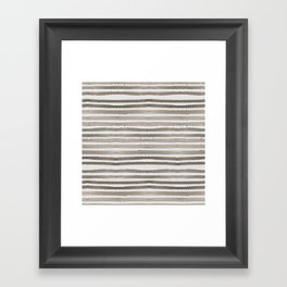 Simply Shibori Stripes Earth Brown on Lunar Gray Framed Art Print