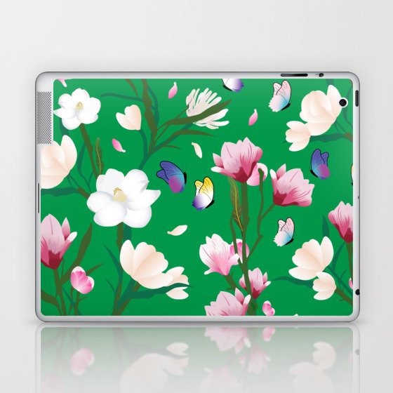Happy Floral Land (Green) Laptop & iPad Skin