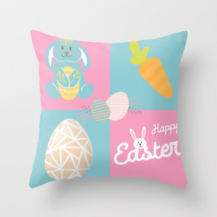 Easter Granny Square Throw Pillow