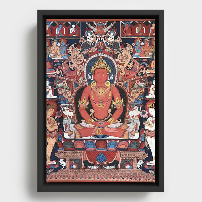 Amitabha Buddha Tibetan Buddhist Thangka Framed Canvas