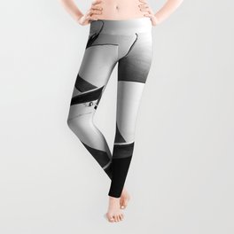 Boats on the Tigress portrait black and white photograph / photography Leggings