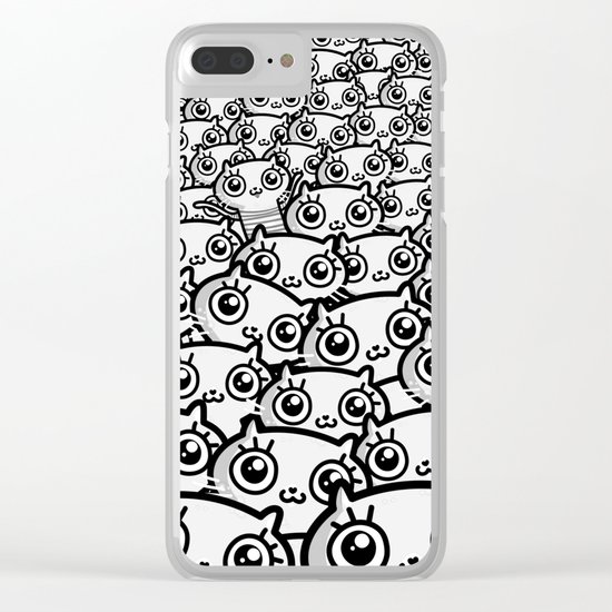 Crazy Cat Lady Dreams (in b/w) Clear iPhone Case