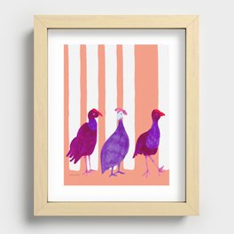 Three Birds Walking - Purple and Pink Recessed Framed Print