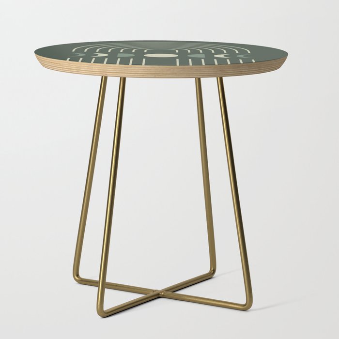 Geometric Lines and Shapes 7 in Sage Green Shades (Rainbow and Moon Phases Abstract) Side Table
