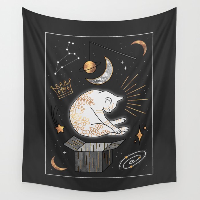 Ruler Of The Universe - Dreaming Cat Wall Tapestry