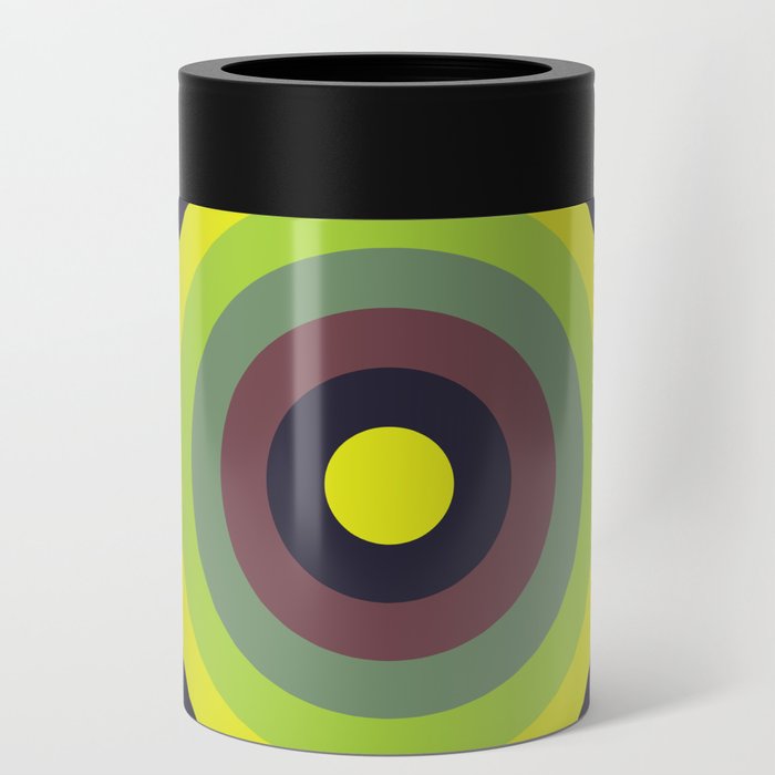 Yellow, gray, dim gray, dark slate gray, yellow green concentric circles Can Cooler