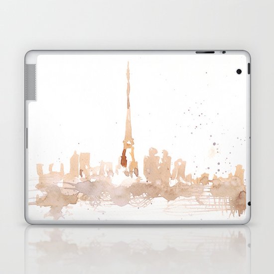 Watercolor landscape illustration_Paris Laptop & iPad Skin