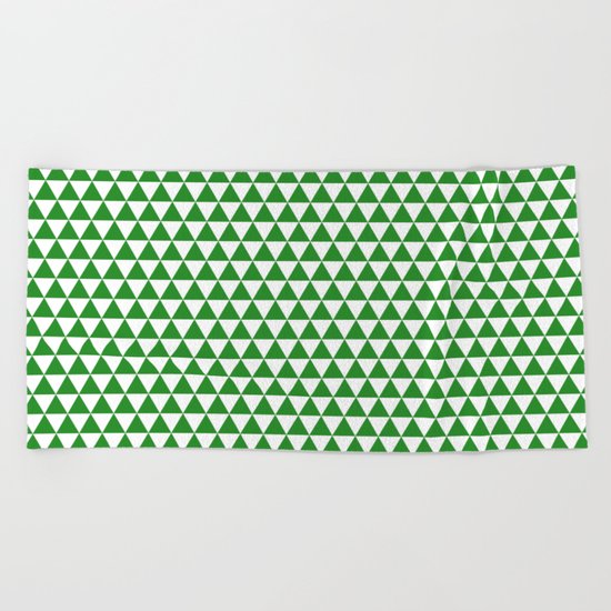 Triangles (Forest Green/White) Beach Towel