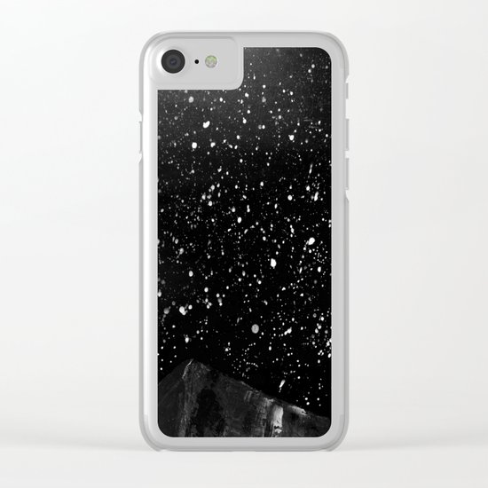 Moon Rising in the dark Black and White Clear iPhone Case
