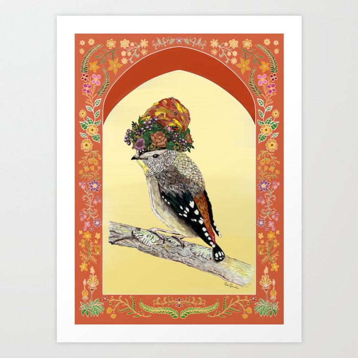 Spotted Pardalote Bird Wearing Its Crown Art Print