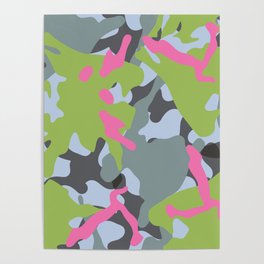 Neon Pink Urban Camouflage Military Pattern Poster