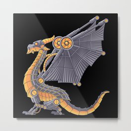 Steampunk Dragon Mechanical Gears Fantasy Metal Print