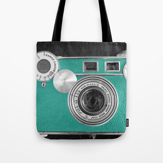 Teal retro vintage phone Tote Bag