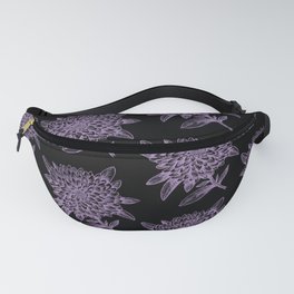 Elegant Flowers Floral Nature Black Purple Violet Lavender Fanny Pack