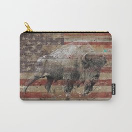 American Bison 2 Carry-All Pouch | Graphicdesign, Us, Sustainability, Flag, Bufalo, Buffalo, Reclaimedwood, American, Wild, Ilustracion 