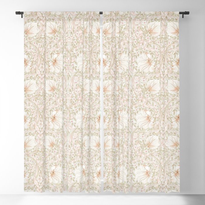 William Morris Pimpernel Cochineal Pink Pastel Floral Blackout Curtain