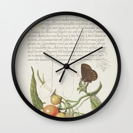 Ringlet, False Jerusalem Cherry, & Milkwort from The Model Book of Calligraphy (Bocksay & Hoefnagel) Wall Clock