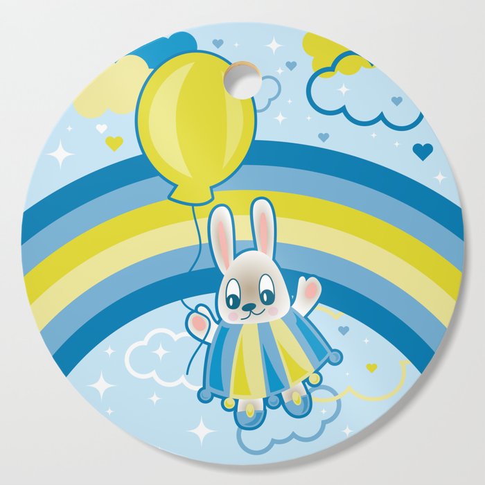 Hello Rabbit cute kawaii style character Cutting Board