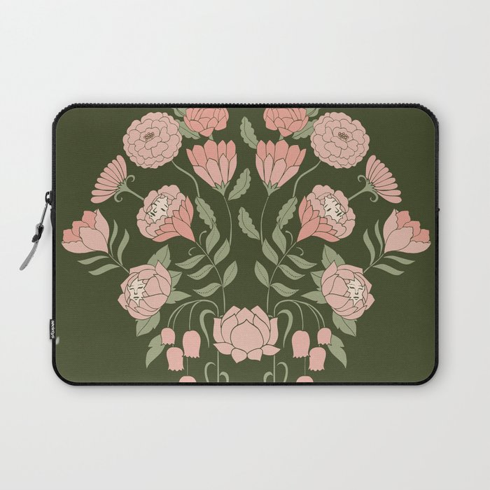 Mystery Garden Victorian Green Floral Faces Laptop Sleeve