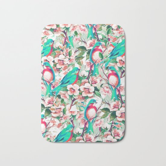 Birds & Flowers #society6 #decor #buyart Bath Mat
