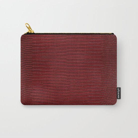 Red Lizard Leather Print Carry-All Pouch